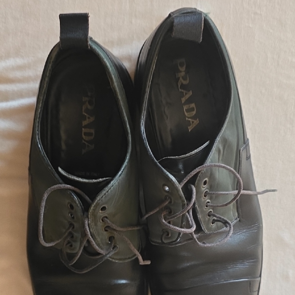 Prada Black Leather Oxford Shoes